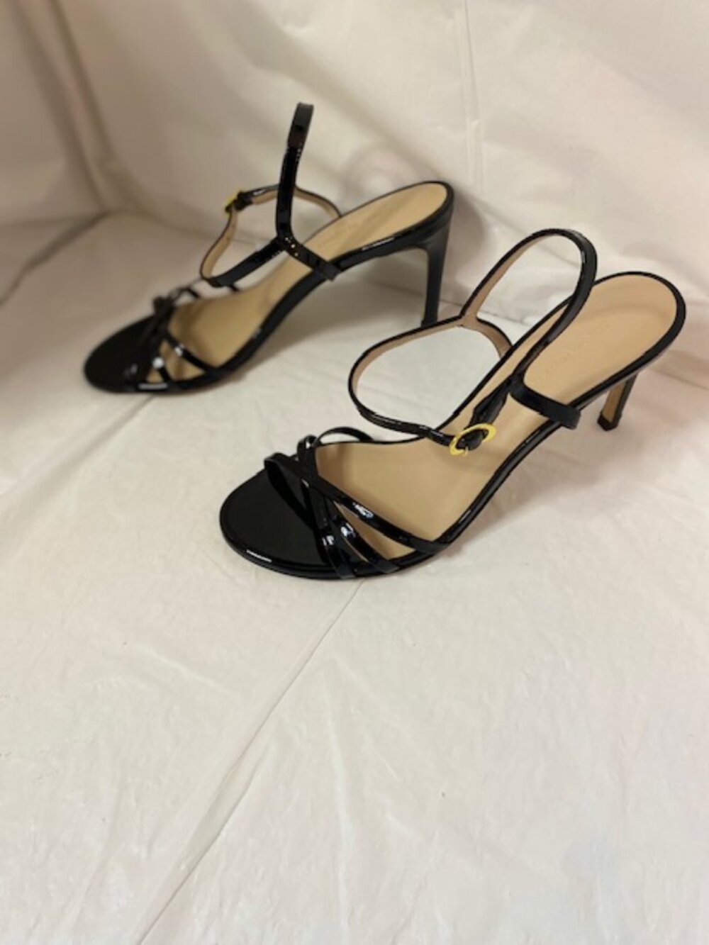 Stuart Weitzman Black Patent Leather Strappy Slingback Heels – Size 7.5B - Picture 4 of 11